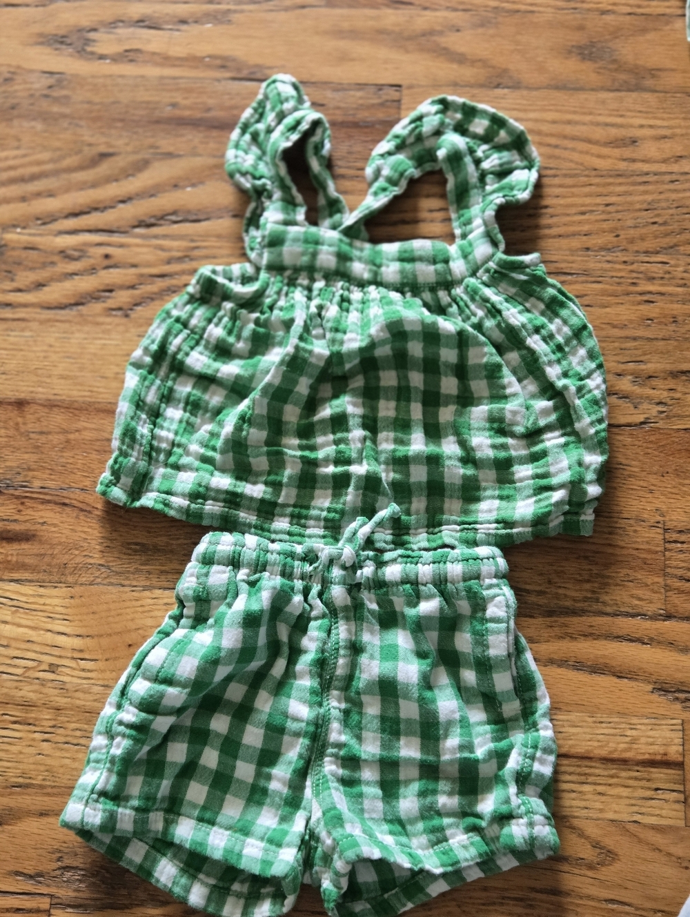 Old Navy Green and White Gingham Baby Set